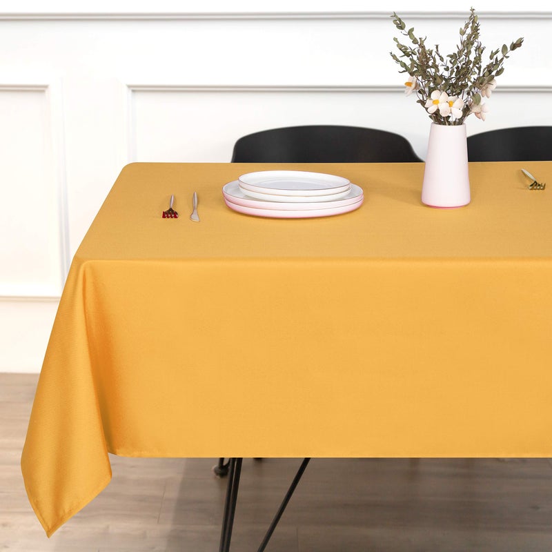 sancua Rectangle Tablecloth - 54 x 108 Inch - Stain and Wrinkle Resistant Washable Polyester Table Cloth, Decorative Fabric Table Cover for Dining Tables, Buffet Parties and Camping, Gold - Image 2